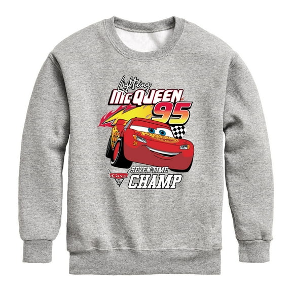 Disney's Cars - Lightning Mc Queen Seven Time Champ - Toddler And Youth Crewneck Fleece Sweatshirt