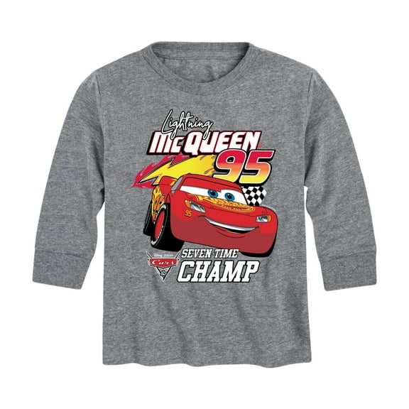 Disney's Cars - Lightning Mc Queen Seven Time Champ - Toddler And Youth Long Sleeve Graphic T-Shirt