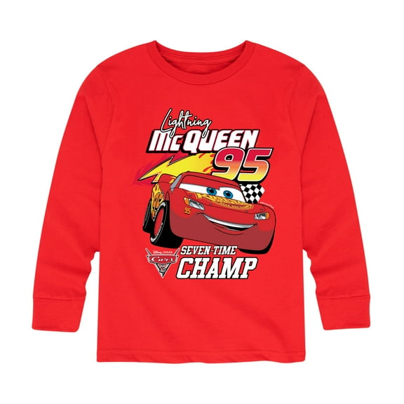 Disney's Cars - Lightning Mc Queen Seven Time Champ - Toddler And Youth Long Sleeve Graphic T-Shirt