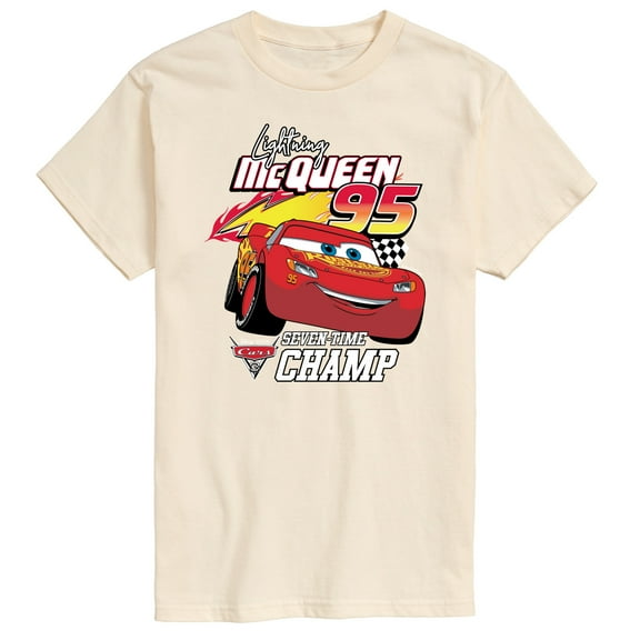 Disney's Cars - Lightning McQueen Seven Time Champ - Men's Short Sleeve Graphic T-Shirt