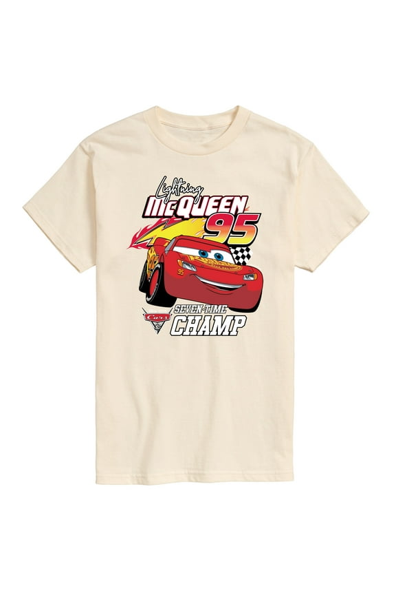 Disney's Cars - Lightning McQueen Seven Time Champ - Men's Short Sleeve Graphic T-Shirt