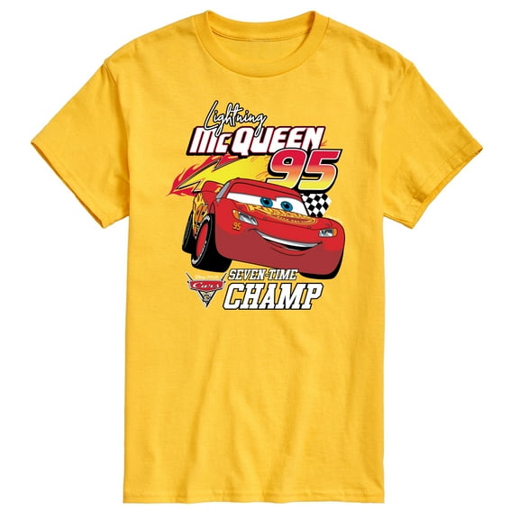 Disney's Cars - Lightning McQueen Seven Time Champ - Men's Short Sleeve Graphic T-Shirt