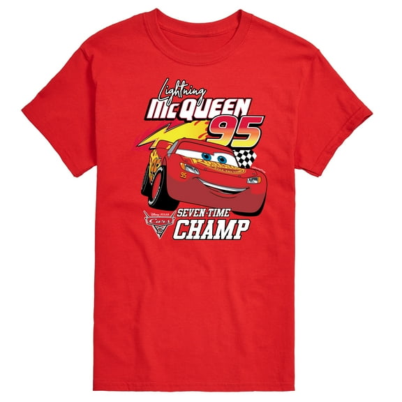 Disney's Cars - Lightning McQueen Seven Time Champ - Men's Short Sleeve Graphic T-Shirt