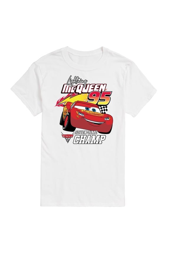 Disney's Cars - Lightning McQueen Seven Time Champ - Men's Short Sleeve Graphic T-Shirt