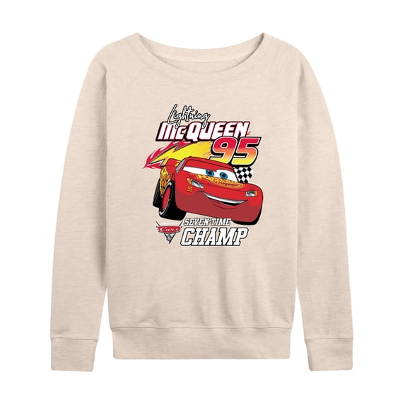 Disney's Cars - Lightning McQueen Seven Time Champ - Women's Lightweight French Terry Long Sleeve Shirt