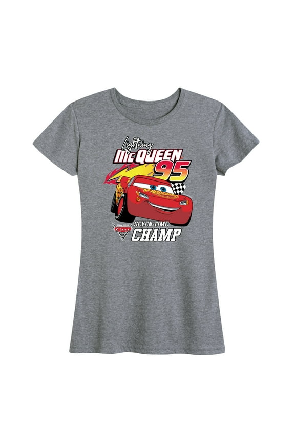 Disney's Cars - Lightning McQueen Seven Time Champ - Women's Short Sleeve Graphic T-Shirt