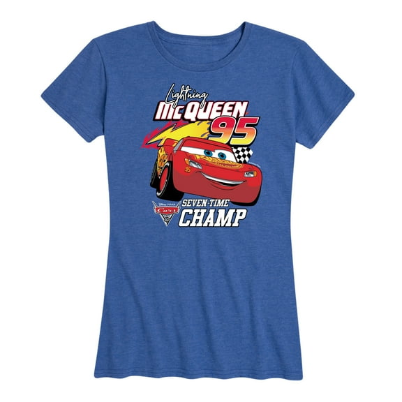 Disney's Cars - Lightning McQueen Seven Time Champ - Women's Short Sleeve Graphic T-Shirt