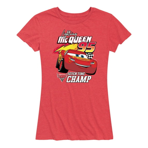 Disney's Cars - Lightning McQueen Seven Time Champ - Women's Short Sleeve Graphic T-Shirt