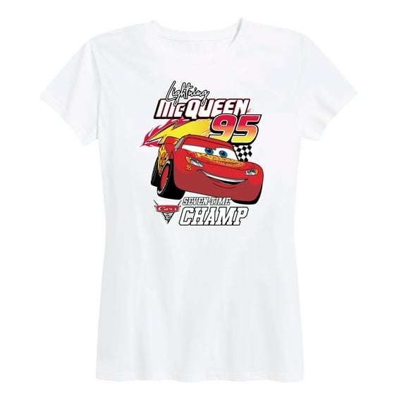 Disney's Cars - Lightning McQueen Seven Time Champ - Women's Short Sleeve Graphic T-Shirt
