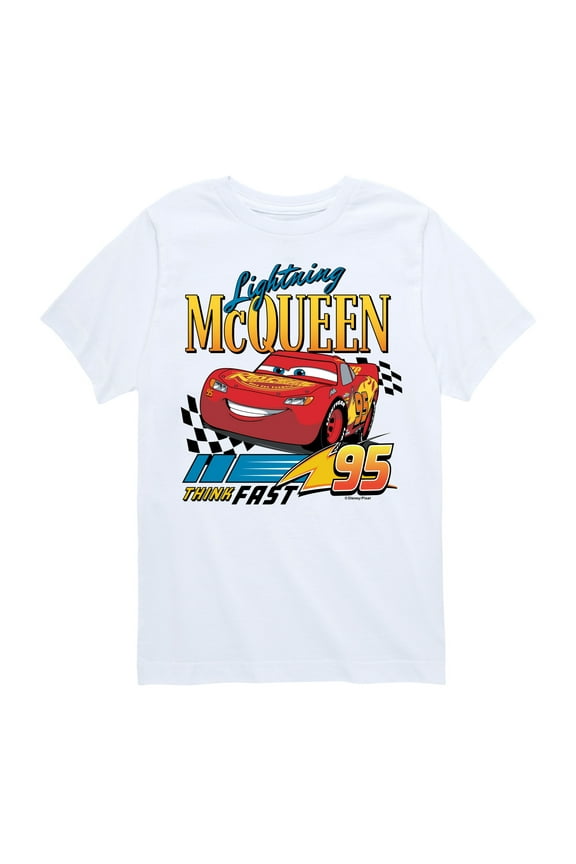 Cars - Lightning McQueen Think Fast - Youth Boys Short Sleeve Graphic T-Shirt