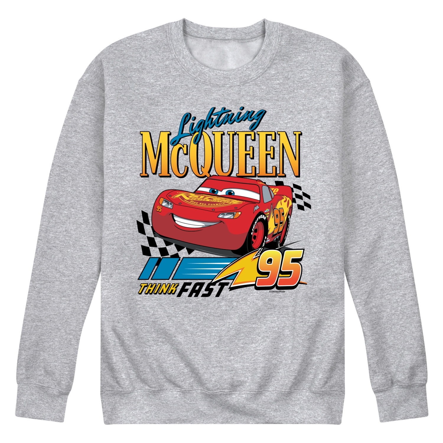 Disney's Cars - Lightning McQueen Think Fast - Men's Crew Neck Fleece  Pullover