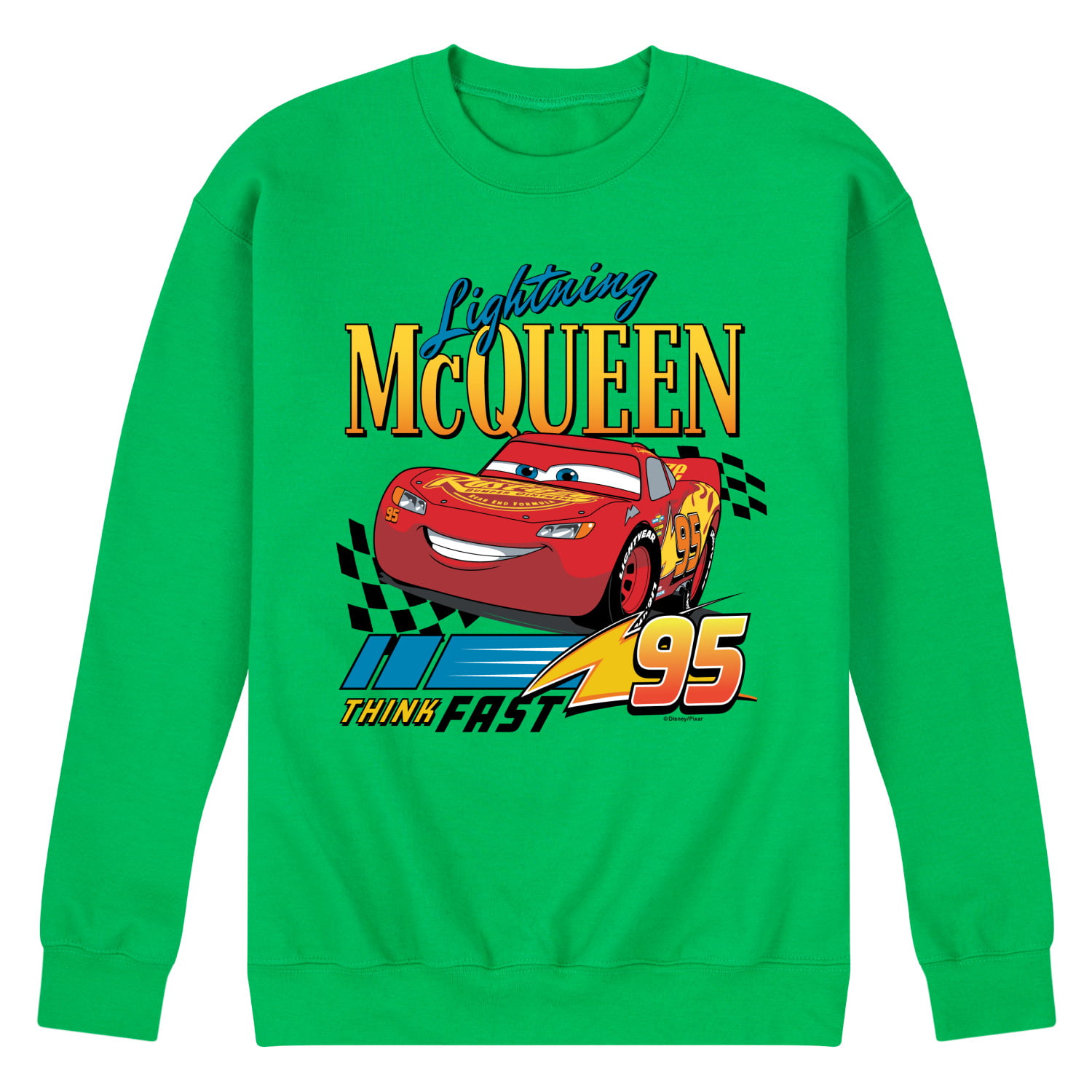 Disney's Cars - Lightning McQueen Think Fast - Men's Crew Neck Fleece  Pullover