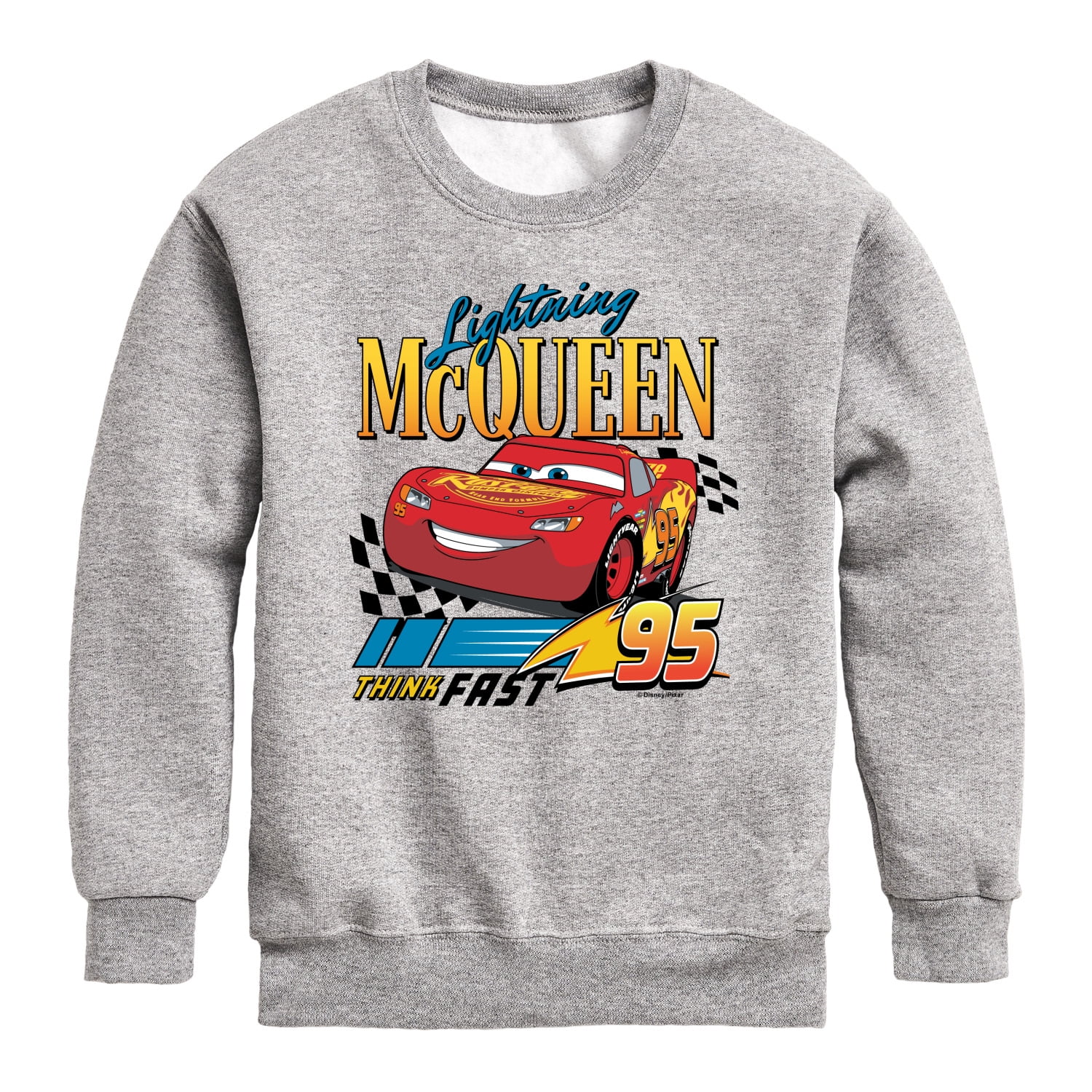 Disney's Cars - Lightning McQueen Think Fast - Toddler And Youth Crewneck  Fleece Sweatshirt