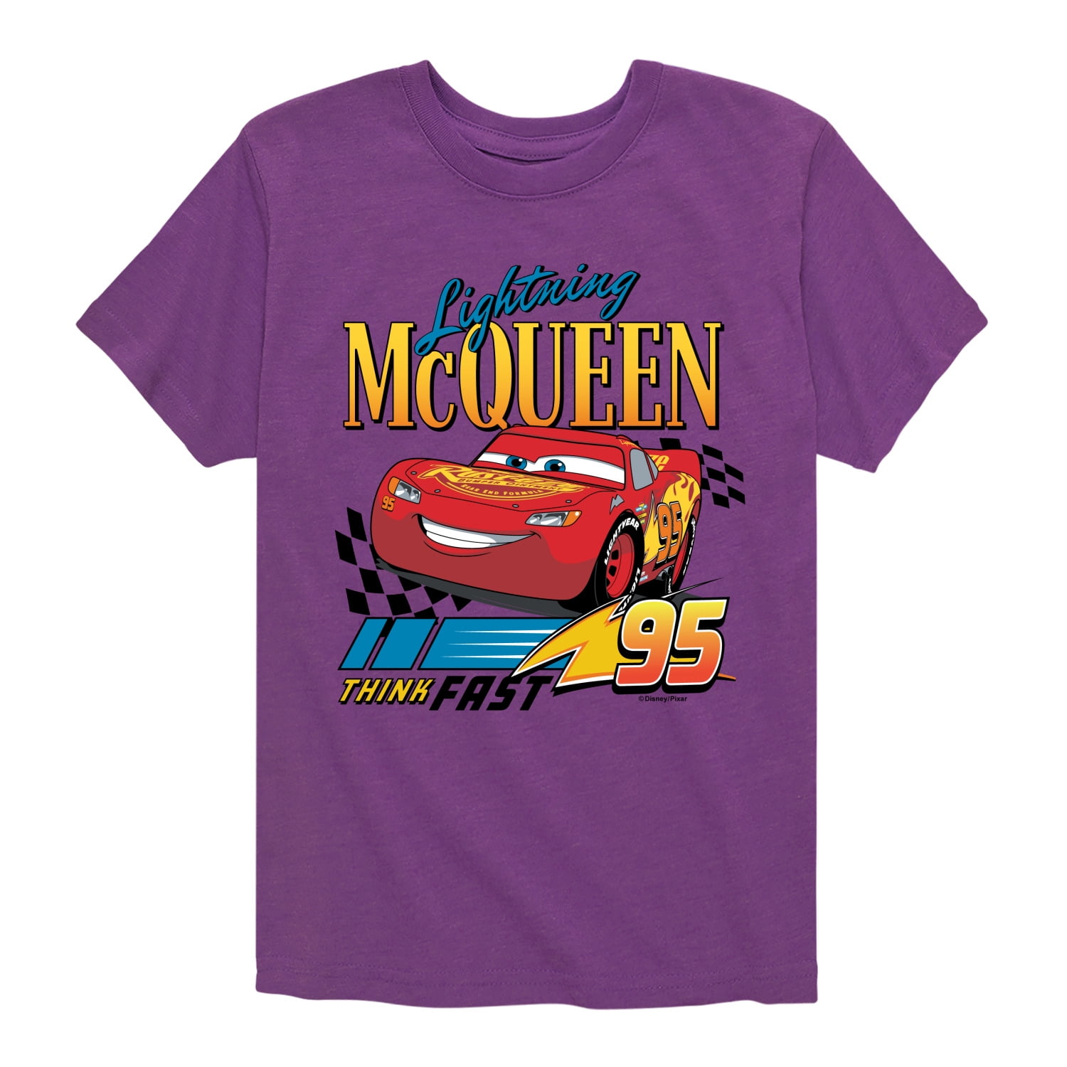Disney s Cars Lightning McQueen Think Fast Toddler And Youth Short Sleeve Graphic T Shirt Walmart