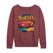 Disneys Cars - Lightning McQueen Think Fast - Womens Lightweight French Terry Long Sleeve Shirt