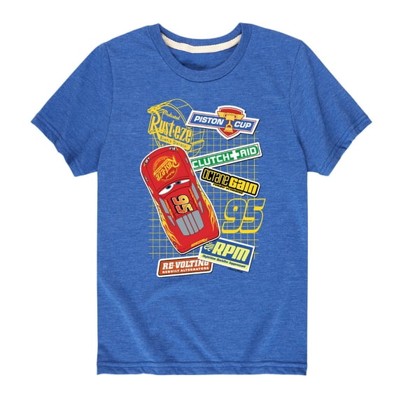 Disney's Cars - McQueen Decals - Boy's Toddler And Youth Short Sleeve Graphic T-Shirt