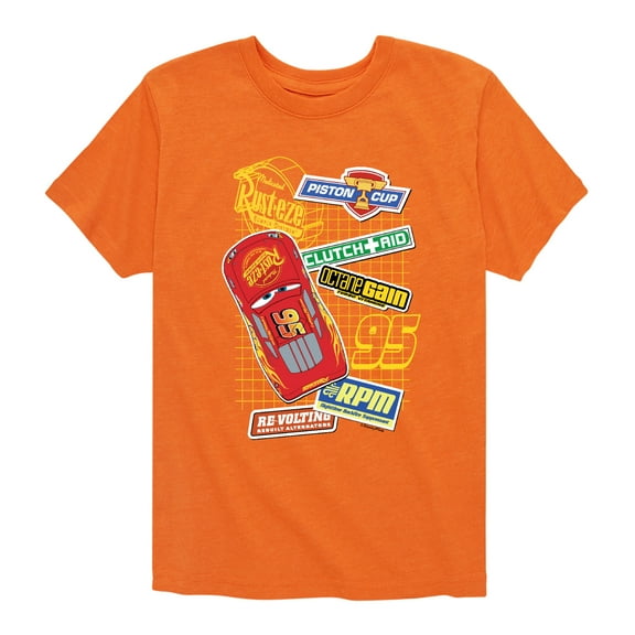 Disney's Cars - McQueen Decals - Boy's Toddler And Youth Short Sleeve Graphic T-Shirt