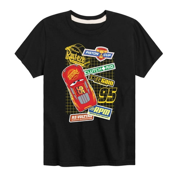 Disney's Cars - McQueen Decals - Boy's Toddler And Youth Short Sleeve Graphic T-Shirt