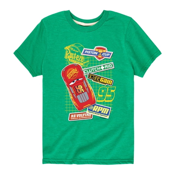 Disney's Cars - McQueen Decals - Boy's Toddler And Youth Short Sleeve Graphic T-Shirt