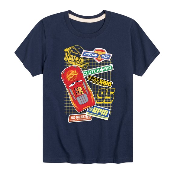 Disney's Cars - McQueen Decals - Boy's Toddler And Youth Short Sleeve Graphic T-Shirt