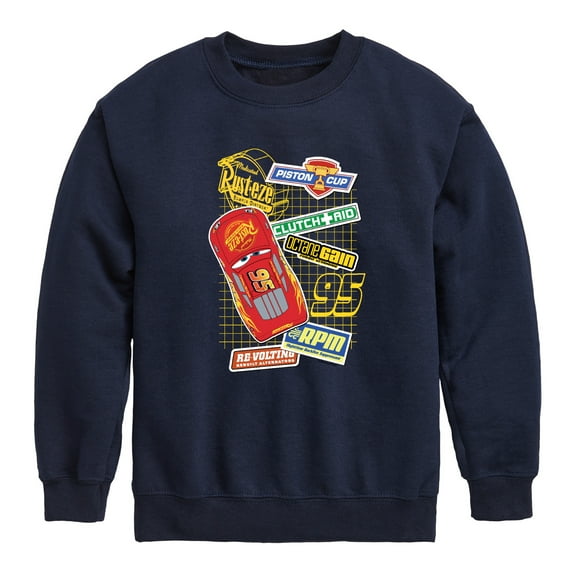 Disney's Cars - McQueen Decals - Toddler And Youth Crewneck Fleece Sweatshirt