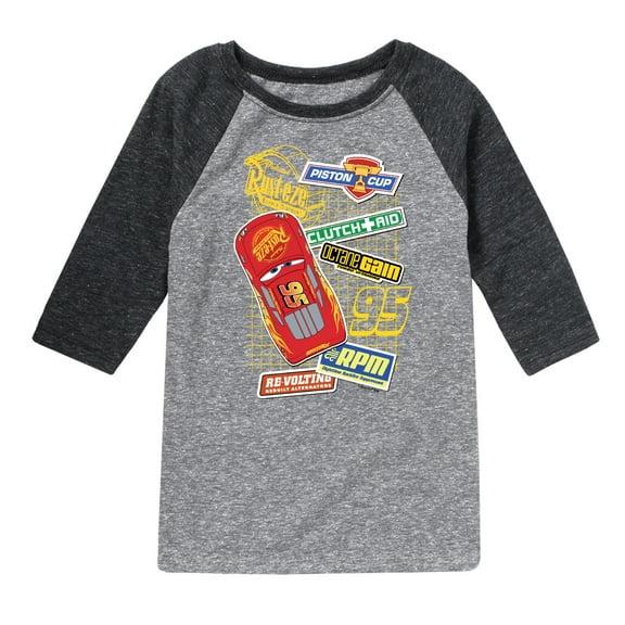 Disney's Cars - McQueen Decals - Toddler And Youth Raglan Graphic T-Shirt