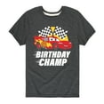 thumbnail image 1 of Disney's Cars - Race To Finish Line - Birthday Champ - Boy's Toddler & Youth Short Sleeve Graphic T-Shirt, 1 of 5