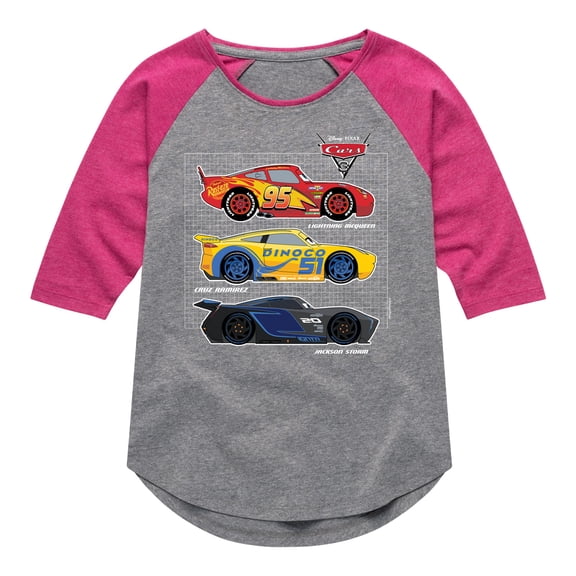 Disney's Cars - Side Profiles Grid - Toddler And Youth Raglan Graphic T-Shirt