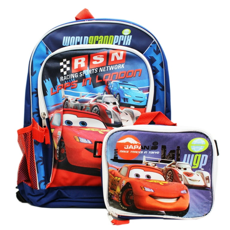 Disney 's Cars World Grand Prix Full Size Backpack w/Utility Bag
