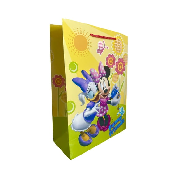 Disney's Daisy Duck and Minnie Mouse Yellow Floral Gift Bag - 12.75in x 9.5in Gift Bag