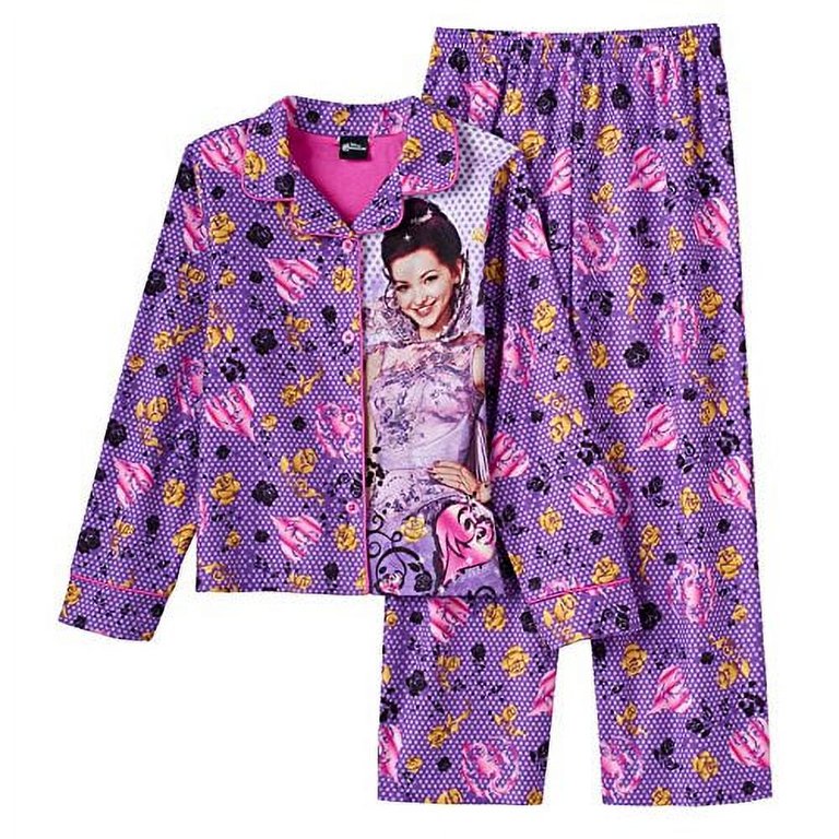 Disney s Descendants Mal Girls 4 12 Dot Button Front Pajama Set