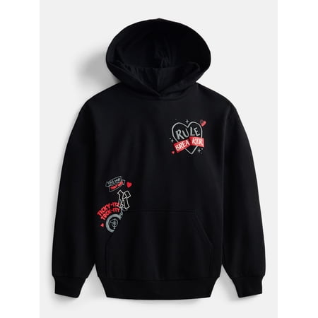 Descendants Disney Descendants Rule Breaker Girl's Puff Graphic Fleece Hoodie, Sizes 4-16