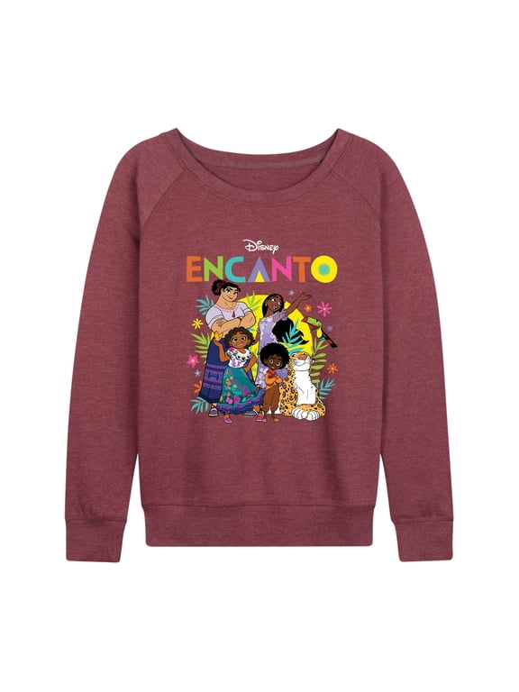 Disney - Encanto Character Group Women's Lightweight French Terry Wide Neck Long Sleeve Graphic Shirt