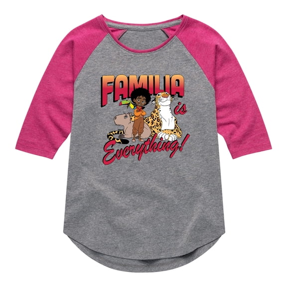 Disney's Encanto - Familia Is Everything Antonio - Toddler And Youth Girls Raglan Graphic T-Shirt