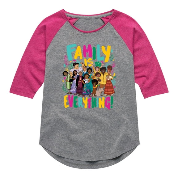 Disney's Encanto - Family Is Everything - Toddler And Youth Girls Raglan Graphic T-Shirt