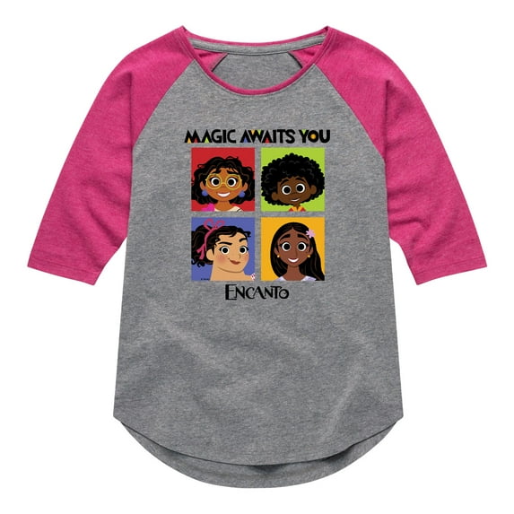 Disney's Encanto - Magic Awaits You Panels - Toddler And Youth Girls Raglan Graphic T-Shirt