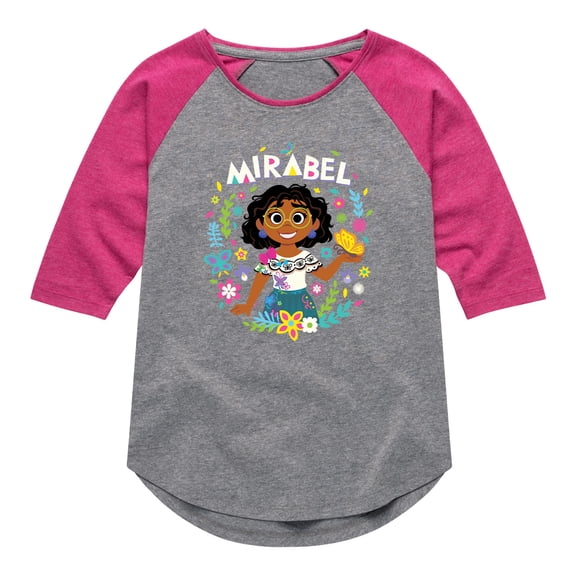 Disney's Encanto - Mirabel Floral Butterflies - Toddler And Youth Girls Raglan Graphic T-Shirt