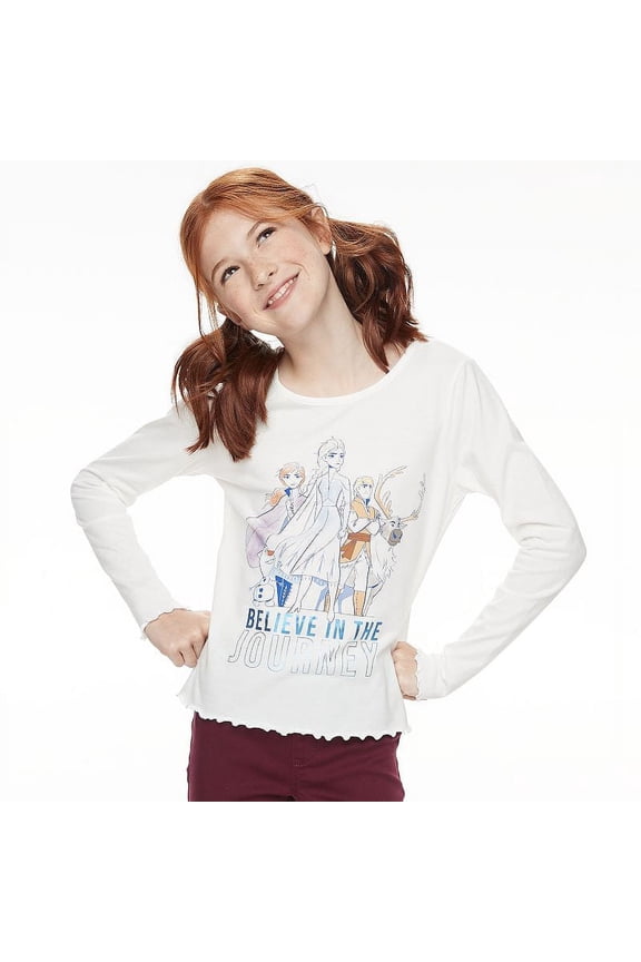 's Frozen 2 Girls 7-16 Lettuce Edge Graphic Tee, Girl's, Size: Large, White