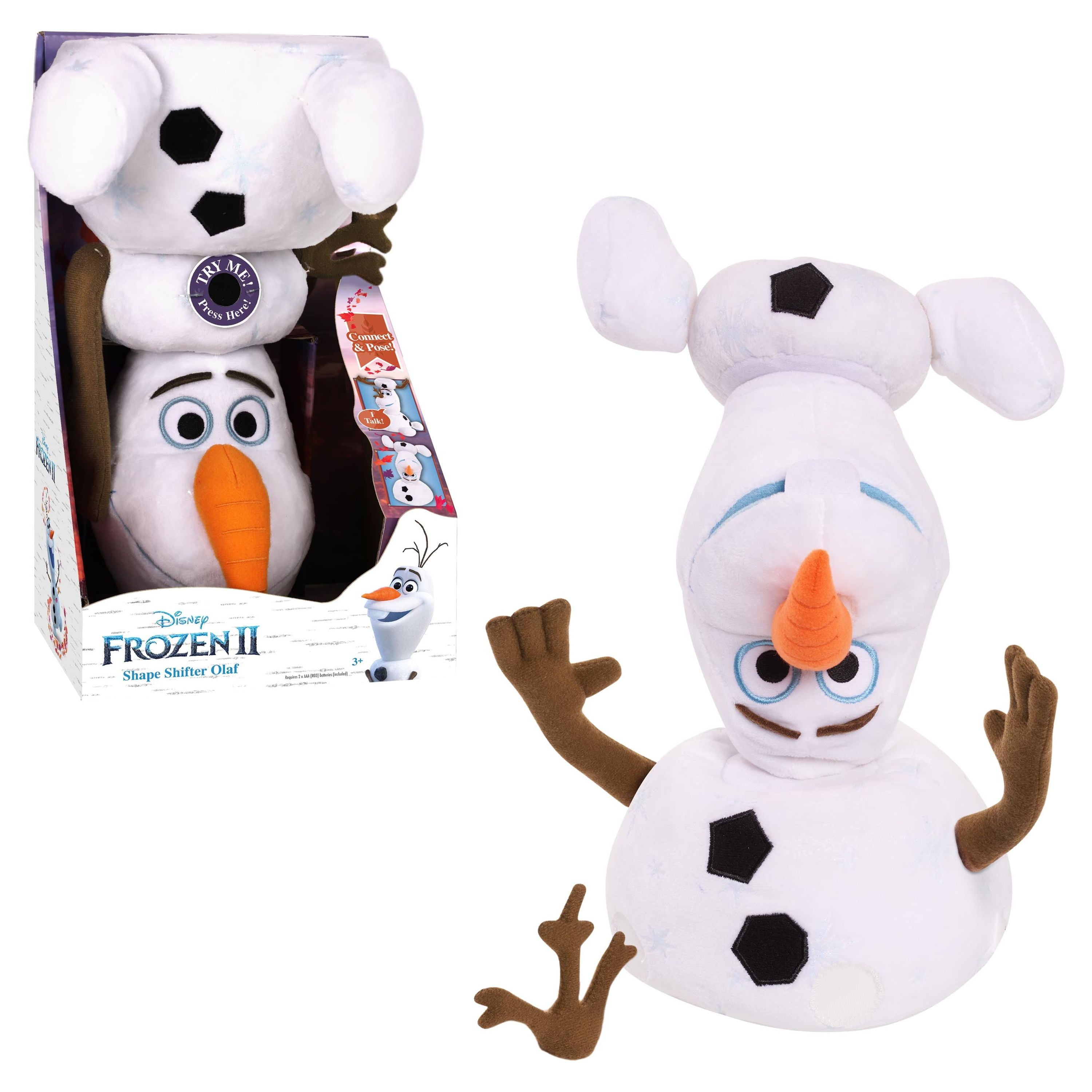 Disney\'s Frozen 2 Kids Presents for Ages Gifts and 3 Licensed Officially Shape Toys Shifter Olaf Plush, Up