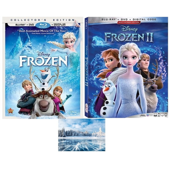 Disney's Frozen DVD + Blu Ray Double Feature One 1 & Two 2 Includes Frozen Glossy Print Art Card