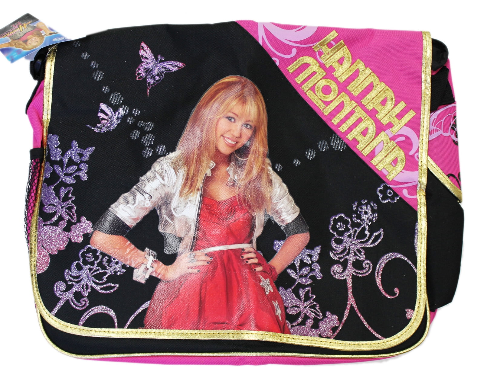 Disney's Hannah Montana Flowers and Butterflies Black/Pink Messenger Bag