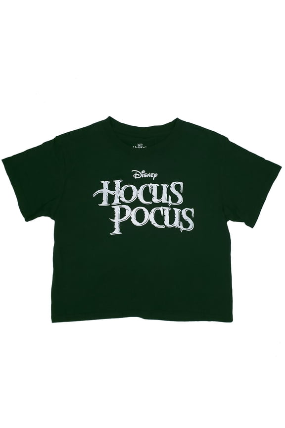 Disney's Hocus Pocus Junior's Logo Cropped Graphic T-Shirt Black XL