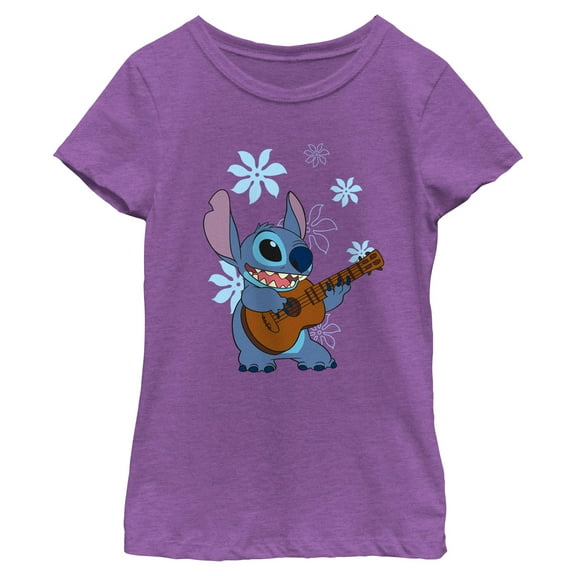 Girls Lilo & Stitch Floral Ukulele Dance T Shirt