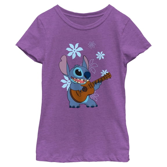 Girls Lilo & Stitch Floral Ukulele Dance T Shirt