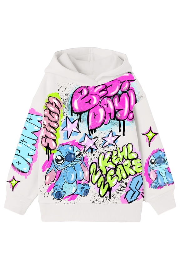 's Lilo & Stitch Girls Airbrush Style Graphic Retro Pullover Hoodie - Little and Big Girls Sizes 4-16