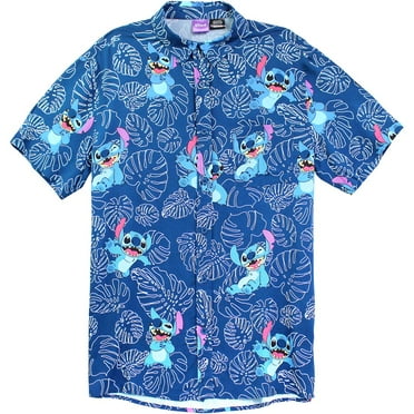 Disney's Lilo & Stitch Men's Happy Mode Stitch Button Up Color: Navy Size: XL