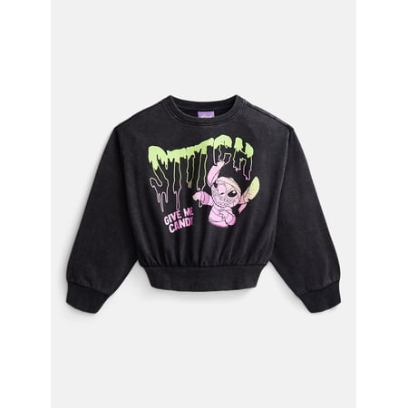 Lilo and Stitch Girls' Halloween Graphic Fleece Sweatshirt with Long Sleeves, Sizes 4-16