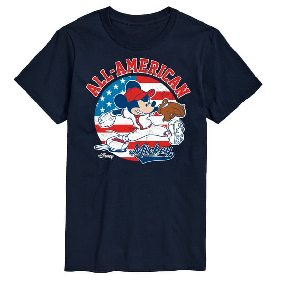 Disney - Americana - Mickey Americana Baseball - Adult Short Sleeve Graphic T-Shirt