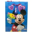 thumbnail image 1 of Disney's Mickey Mouse Holding Flowers Blue Colored Medium Size Gift Bag, 1 of 1