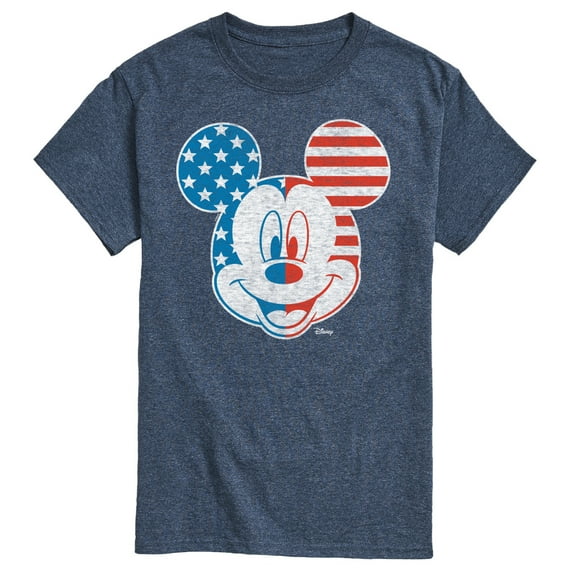 Disney - Americana - Mickey Face Stars And Stripes - Adult Short Sleeve Graphic T-Shirt